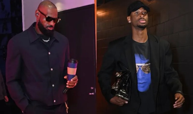 9体育-一触即发！NBA官方晒詹姆斯&amp;amp;亚历山大入场穿搭照