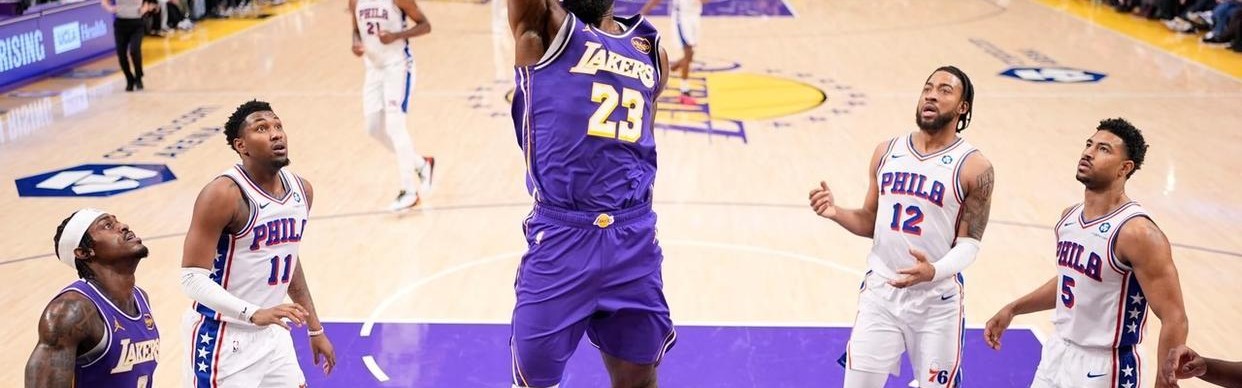 九游体育-詹姆斯17+10创NBA历史第1神迹，湖人逆转76人！里夫斯35+6创纪录